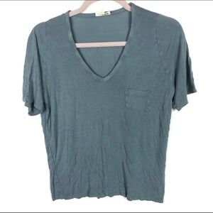 WILFRED FREE Teal V‎ Neck Pocket T Shirt Size XS Viscose Relaxed Fit luxury